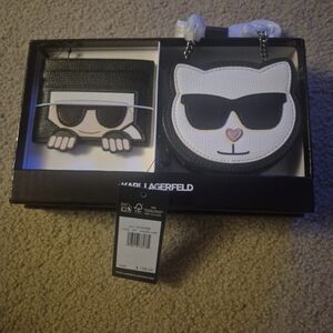 Karl Lagerfeld Paris Karl & Choupette Cat Shoulder Bag 2 Piece Set